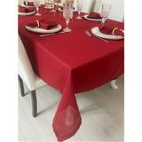 Zeren Home Simli Polyester Keten Dertsiz Masa Örtüsü Kırmızı - 150 x 200 cm