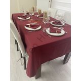 Zeren Home Sıvı Geçirmez Dertsiz Keten Bordo 150x220 cm Masa Örtüsü