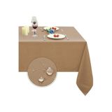 Zeren Home Sıvı Geçirmez Dertsiz Keten Masa Örtüsü Vizon 13 Parça, 150 x 220