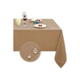 Zeren Home Sıvı Geçirmez Dertsiz Keten Masa Örtüsü Vizon 25 Parça, 140 x 220