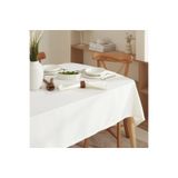 Zeren Home Sıvı Geçirmez Dertsiz Kırık Beyaz Keten Masa Örtüsü, 160 x 220