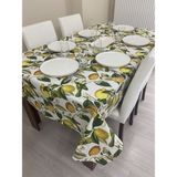 Zeren Home Sıvı Geçirmez Dertsiz Limon Desenli 160x260 cm Masa Örtüsü