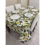 Zeren Home Sıvı Geçirmez Dertsiz Limon Desenli 90x90 cm Masa Örtüsü