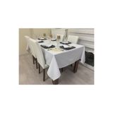 Zeren Home Sıvı Geçirmez Dertsiz Masa Örtüsü Beyaz 13 Parça 150 x 220