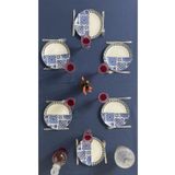 Zeren Home Sıvı Geçirmez Dertsiz Masa Örtüsü Indigo Mavi 13 Parça Set 150 x 220