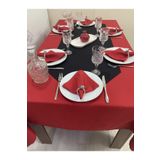 Zeren Home Sıvı Geçirmez Dertsiz Masa Örtüsü Kırmızı 25 Parça Set 140 X 220
