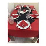 Zeren Home Sıvı Geçirmez Dertsiz Masa Örtüsü Kırmızı 25 Parça Set 150 X 220
