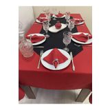 Zeren Home Sıvı Geçirmez Dertsiz Masa Örtüsü Kırmızı 25 Parça Set 160 X 220