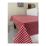Zeren Home Sıvı Geçirmez Dertsiz Masa Örtüsü Kırmızı Küp Kareli 160 x 350