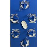 Zeren Home Sıvı Geçirmez Dertsiz Masa Örtüsü Saks Mavi 25 Parça Set 150 x 240