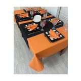 Zeren Home Sıvı Geçirmez Dertsiz Masa Örtüsü Turuncu 160 X 400