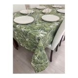 Zeren Home Sıvı Geçirmez Dertsiz Masa Örtüsü Yeşil Bambu Desenli, 100 x 140