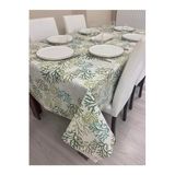 Zeren Home Sıvı Geçirmez Dertsiz Masa Örtüsü Yeşil Mercan Desenli, 160 x 400