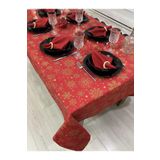 Zeren Home Sıvı Geçirmez Dertsiz Masa Örtüsü Yılbaşı Kırmızı Renk 25 Parça Set 150 x 200