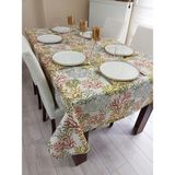 Zeren Home Sıvı Geçirmez Dertsiz Pembe Mercan Pattern 140x220 cm Masa Örtüsü