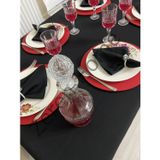 Zeren Home Sıvı Geçirmez Dertsiz Siyah 13 Parça 150 x 220 cm Masa Örtüsü