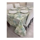 Zeren Home Sıvı Geçirmez Dertsiz Yeşil Mercan Desenli 140x200 cm Masa Örtüsü