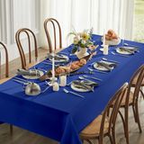 Zeren Home Sıvıya Dayanıklı Pamuk Keten Dertsiz Masa Örtüsü Saks Mavi - 150 x 200 cm