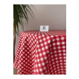 Zeren Home Sıvıya Dayanıklı Yuvarlak Dertsiz Ekose Masa Örtüsü, 150 x 150, yuak-ekea