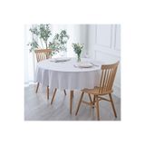Zeren Home Sıvıya Dayanıklı Yuvarlak Dertsiz Keten Masa Örtüsü Beyaz, 150 x 150, swyuvarlaks17