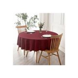 Zeren Home Sıvıya Dayanıklı Yuvarlak Dertsiz Keten Masa Örtüsü Bordo, 130 x 130