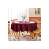 Zeren Home Sıvıya Dayanıklı Yuvarlak Dertsiz Keten Masa Örtüsü Bordo, 150 x 150, collec-aktarim01