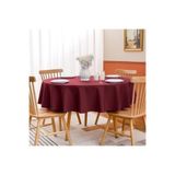Zeren Home Sıvıya Dayanıklı Yuvarlak Dertsiz Keten Masa Örtüsü Bordo, 180 x 180, collec-aktarim02