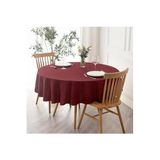 Zeren Home Sıvıya Dayanıklı Yuvarlak Dertsiz Keten Masa Örtüsü Bordo, 180 x 180, swyuvarlaks12