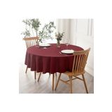 Zeren Home Sıvıya Dayanıklı Yuvarlak Dertsiz Keten Masa Örtüsü Bordo