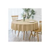 Zeren Home Sıvıya Dayanıklı Yuvarlak Dertsiz Keten Masa Örtüsü Kapuçino 180 x 180 cm Polyester Lekeye Dayanıklı