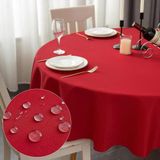 Zeren Home Sıvıya Dayanıklı Yuvarlak Dertsiz Keten Masa Örtüsü Kırmızı