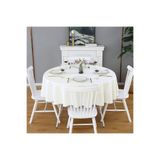 Zeren Home Sıvıya Dayanıklı Yuvarlak Dertsiz Keten Masa Örtüsü Krem, 130 x 130