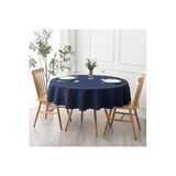 Zeren Home Sıvıya Dayanıklı Yuvarlak Dertsiz Keten Masa Örtüsü Lacivert, 130 x 130