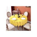Zeren Home Sıvıya Dayanıklı Yuvarlak Dertsiz Keten Masa Örtüsü Sarı, 150 x 150