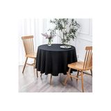 Zeren Home Sıvıya Dayanıklı Yuvarlak Dertsiz Keten Masa Örtüsü Siyah, 180 x 180