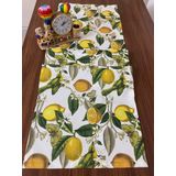 Zeren Home Sıvıya ve Lekeye Dayanıklı Limon Desenli Runner