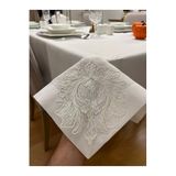 Zeren Home ZeLotus Dantel Detaylı Dertsiz Masa Örtüsü, El İşçiliği Fransız Dantel Simsiz Kırık Beyaz, 140 x 220