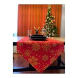 Zeren Home Zeren Home Yılbaşı Runner, Yılbaşı Temalı Özel Dikim Duck Kumaş Gold - Kırmızı, Christmas 40x170