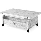 ZERENLAND_14 Akıllı Sehpa, Sihirli Sehpa, Fonksiyonel Orta Sehpa, Açılabilir Sehpa, 6 Boyutlu Sehpa - Beyaz Mermer
