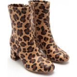 Zerenyus Birta Premium Leopar Fermuarlı Topuklu Streç Bot 5,5 cm