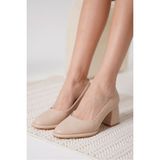 Zerenyus Candie Premium Nude Cilt Kalın Topuklu Stiletto 7 cm