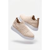 Zerenyus Craig Triko Yüksek Kalite Bağcıksız Slip-On Rahat Erkek Spor Ayakkabı Bej