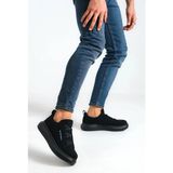 Zerenyus Kalın Taban Premium Çapraz Bant Sneaker Erkek Spor Ayakkabı - Siyah