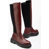 Zerenyus Knee-High Premium Bordo Arkası Streç Fermuarlı Kadın Çizme - 0 - Siyah