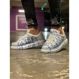 Zerenyus Pittura Özel Baskılı Erkek Sneaker Mavi Püskürtme - 416-Mavi