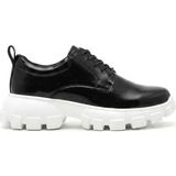 Zerenyus Trox Premium Trakör Taban 5 cm Boy Uzatan Erkek Spor Casual Ayakkabı Siyah Beyaz Rugan - 00-Siyah - Beyaz