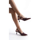 Zerenyus ZR08MS17 Premium Kadın Bordo Rugan Topuklu Ayakkabı