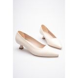 Zerenyus ZR20MS03 Premium Bej Kadın Günlük Kısa Topuklu Stiletto - Bej Cilt