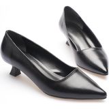 Zerenyus ZR20MS03 Premium Siyah Kadın Günlük Kısa Topuklu Stiletto - Siyah Cilt
