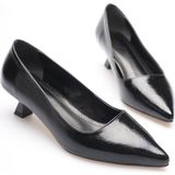 Zerenyus ZR20MS03 Premium Siyah Kırışık Rugan Kadın Günlük Kısa Topuklu Stiletto